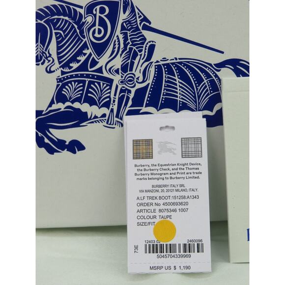 BURBERRY TREK BEIGE NUBUCK LEATHER LACE HIKING BOOTS SHOES EU 37.5 US 7.5 $1K - Picture 13 of 15